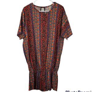 Vintage 80's 90's Multi Print Long Peplum Tunic